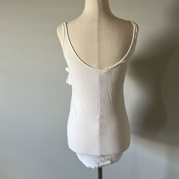 J Crew sz XS white ruffle front tank scoop neck - Picture 4 of 6